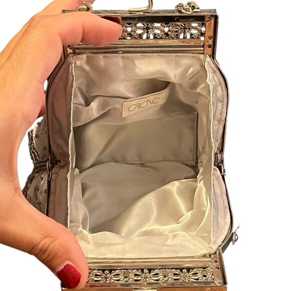 Vintage Cache Beaded Mini Evening Bag Silver - Picture 5 of 6